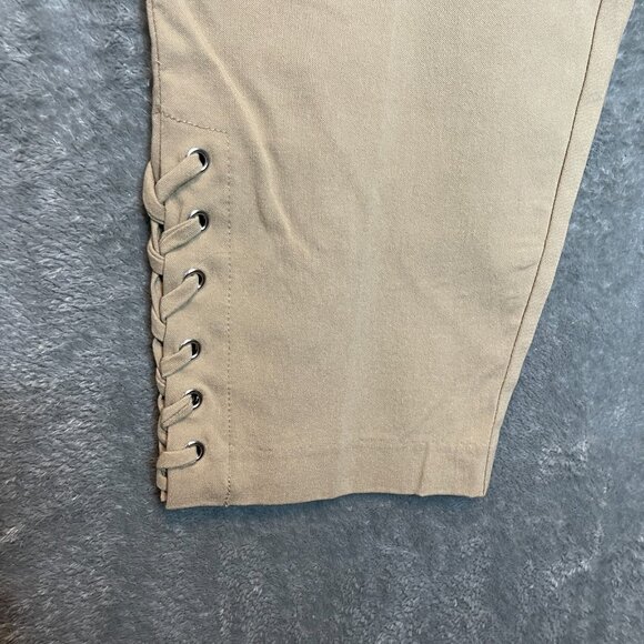 Zac Rachel Women Slim Ankle Stretch Pull On High Rise Chino Pants 18W Plus Tan - Picture 4 of 10